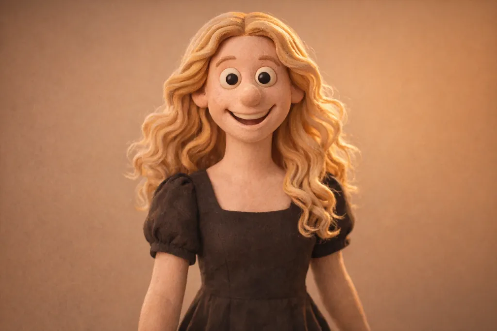 Claymation caricature style — handcrafted clay texture AI cartoon portrait like Wallace and Gromit