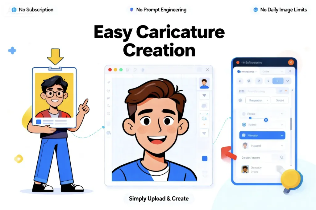 No ChatGPT Plus subscription needed — dedicated AI caricature tool with no limits